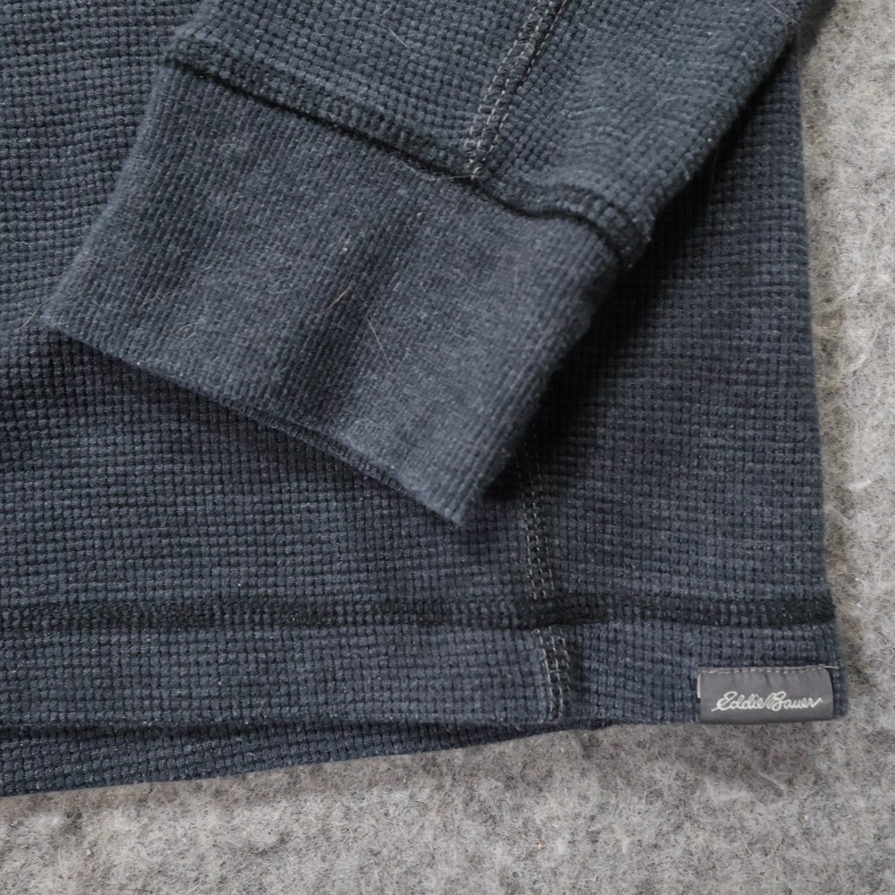 Eddie Bauer Pullover Sweatshirt Mens M Charcoal Grey Excellent Waffle Knit 1454 - Picture 4 of 7